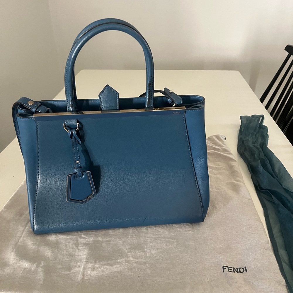 Fendi Blue Leather 2Jours Tote